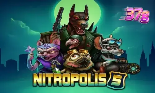 Cenário urbano caótico e vibrante do jogo de slot Nitropolis 5